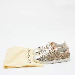 Louis Vuitton Two Tone Leather and Coarse Glitter Frontrow Sneakers Size 35