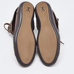 Pre Owned Louis Vuitton Brown Monogram Canvas and Nubuck Leather Brea Sneakers Size 38.5