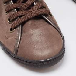 Pre Owned Louis Vuitton Brown Monogram Canvas and Nubuck Leather Brea Sneakers Size 38.5