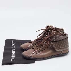 Pre Owned Louis Vuitton Brown Monogram Canvas and Nubuck Leather Brea Sneakers Size 38.5