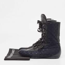 Louis Vuitton Black/Blue Velvet and Leather High Top Sneakers Size 38