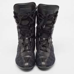 Louis Vuitton Black/Blue Velvet and Leather High Top Sneakers Size 38
