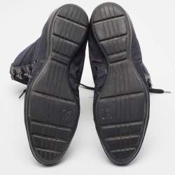 Louis Vuitton Black/Blue Velvet and Leather High Top Sneakers Size 38