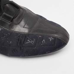 Louis Vuitton Black/Blue Velvet and Leather High Top Sneakers Size 38
