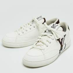 Louis Vuitton White Leather LV Logo Low Top Sneakers Size 38