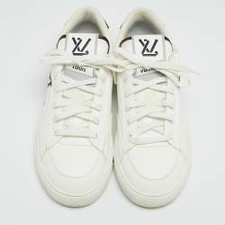 Louis Vuitton White Leather LV Logo Low Top Sneakers Size 38