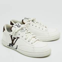 Louis Vuitton White Leather LV Logo Low Top Sneakers Size 38