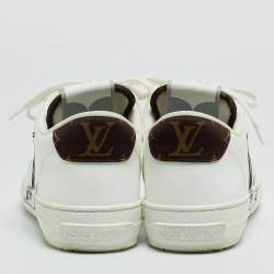 Louis Vuitton White Leather LV Logo Low Top Sneakers Size 38