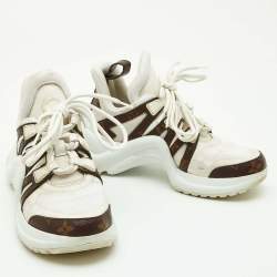 Louis Vuitton White Mesh and Monogram Canvas Archlight Sneakers Size 35.5