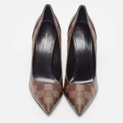 مملوكة مسبقًا Louis Vuitton Black Damier Ebene Canvas Chérie Pumps Size 38.5