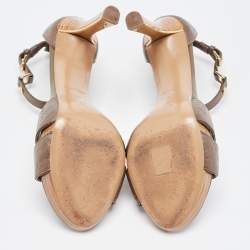 Louis Vuitton Brown Leather Ankle Strap Sandals Size 38