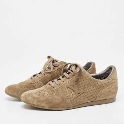 Louis Vuitton Beige Perforated Suede Low Top Sneakers Size 38