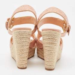 Louis Vuitton Beige Monogram Denim Formentera Espadrilles Wedge Sandals Size 38