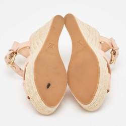 Louis Vuitton Beige Monogram Denim Formentera Espadrilles Wedge Sandals Size 38