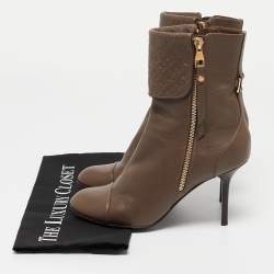 Pre Owned Louis Vuitton Brown Leather Ankle  Boots Size 38