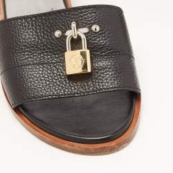Louis Vuitton Black Leather Lock It  Sandals Size 37