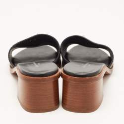Louis Vuitton Black Leather Lock It  Sandals Size 37