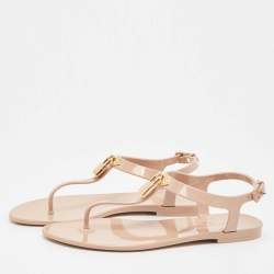 Louis Vuitton Beige Rubber Bikini Thong Flat Sandals Size 38