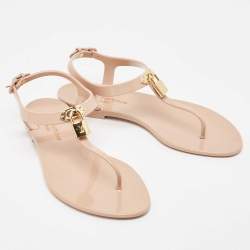 Louis Vuitton Beige Rubber Bikini Thong Flat Sandals Size 38