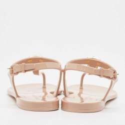 Louis Vuitton Beige Rubber Bikini Thong Flat Sandals Size 38