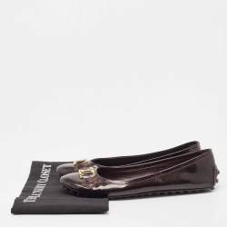 Pre Owned Louis Vuitton Burgundy Patent Leather Oxford Ballet Flats Size 37.5