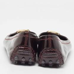 Pre Owned Louis Vuitton Burgundy Patent Leather Oxford Ballet Flats Size 37.5