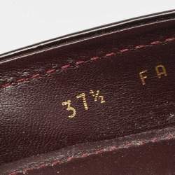 Pre Owned Louis Vuitton Burgundy Patent Leather Oxford Ballet Flats Size 37.5