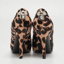 Louis Vuitton Tricolor Leopard Print Calf Hair Oh Really! Peep Toe Pumps Size 38