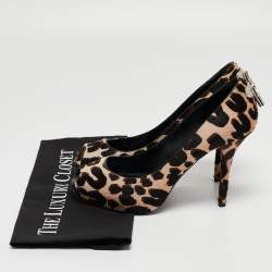 Louis Vuitton Tricolor Leopard Print Calf Hair Oh Really! Peep Toe Pumps Size 38