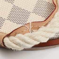مملوكة مسبقًا Louis Vuitton White/Beige Rope and Leather Ankle Strap Sandals Size 39