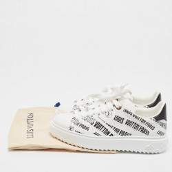 Louis Vuitton White/Black Leather Logo Printed Time Out Sneakers Size 37.5