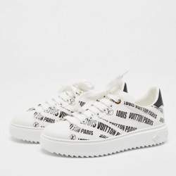 Louis Vuitton White/Black Leather Logo Printed Time Out Sneakers Size 37.5