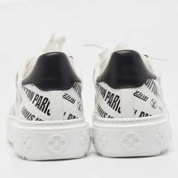 Louis Vuitton White/Black Leather Logo Printed Time Out Sneakers Size 37.5