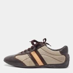 Louis Vuitton Brown/Off-White Canvas And Leather Low Top Sneakers Size 37