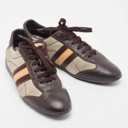 Louis Vuitton Brown/Off-White Canvas And Leather Low Top Sneakers Size 37