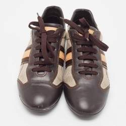 Louis Vuitton Brown/Off-White Canvas And Leather Low Top Sneakers Size 37