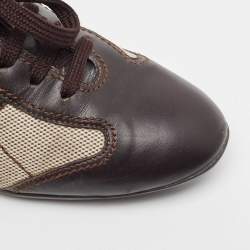 Louis Vuitton Brown/Off-White Canvas And Leather Low Top Sneakers Size 37