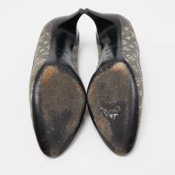 Pre Owned Louis Vuitton Grey Monogram Idylle Canvas and Leather Cap Toe Pumps Size 37.5