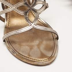 Louis Vuitton Metallic Leather Strappy Sandals Size 37.5