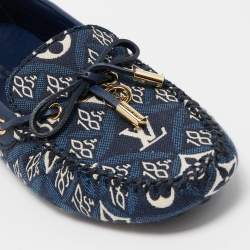 مملوكة مسبقًا Louis Vuitton Navy Blue Monogram Jacquard 1854 Gloria Loafers Size 37