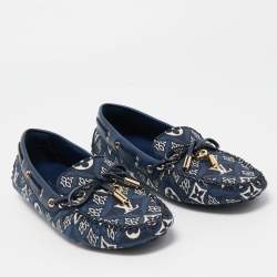 مملوكة مسبقًا Louis Vuitton Navy Blue Monogram Jacquard 1854 Gloria Loafers Size 37