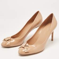 Pre Owned Louis Vuitton Beige Patent Fiance Pumps Size 37.5