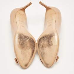 Pre Owned Louis Vuitton Beige Patent Fiance Pumps Size 37.5