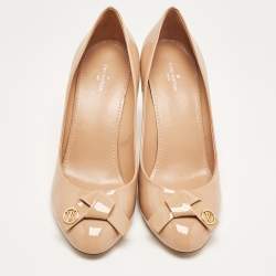 Pre Owned Louis Vuitton Beige Patent Fiance Pumps Size 37.5