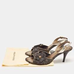 Louis Vuitton Black Monogram Canvas Slingback Sandals Size 38