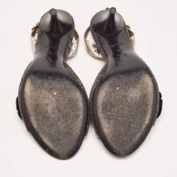 Pre Owned Louis Vuitton Black Monogram Canvas Slingback Sandals Size 38