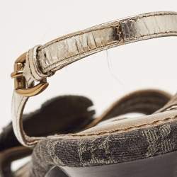 Pre Owned Louis Vuitton Black Monogram Canvas Slingback Sandals Size 38