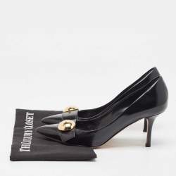 Pre Owned Louis Vuitton Black Leather Embellished Pointed Toe Pumps Size 37