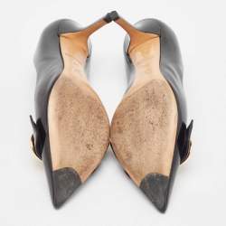 Pre Owned Louis Vuitton Black Leather Embellished Pointed Toe Pumps Size 37