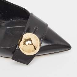 Pre Owned Louis Vuitton Black Leather Embellished Pointed Toe Pumps Size 37